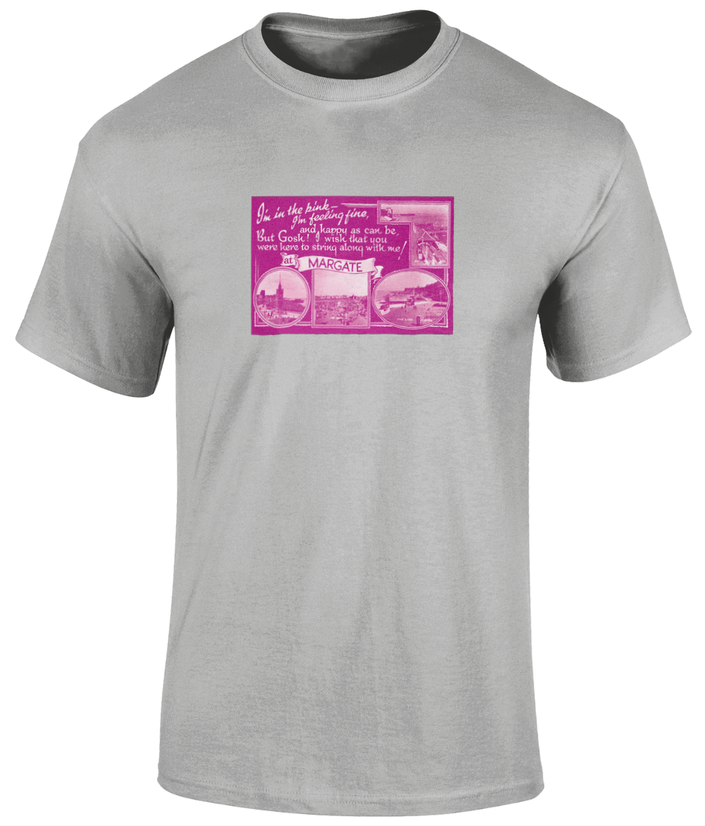 Retro Postcard T-Shirt Grey
