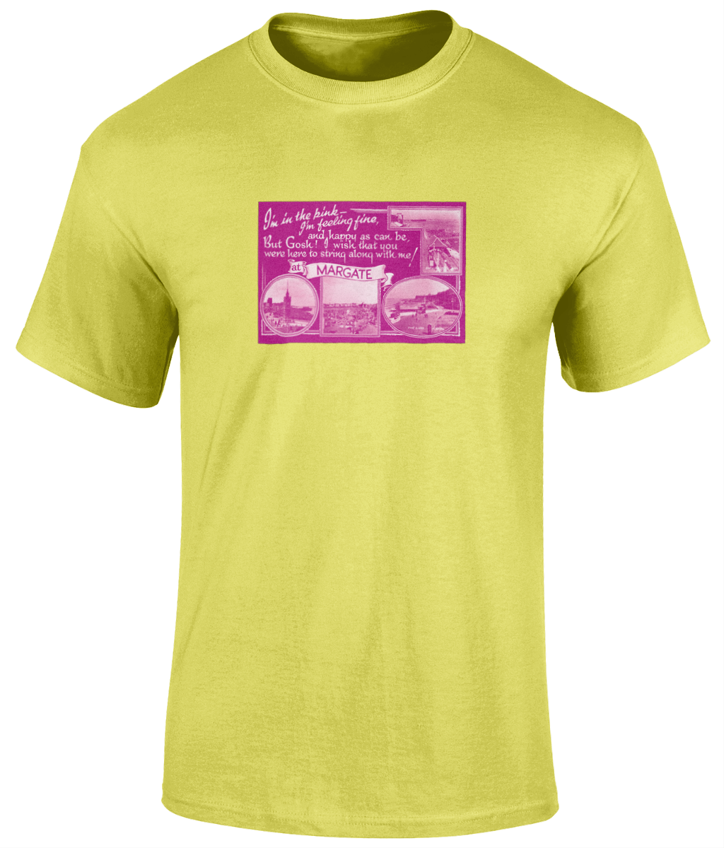 Retro Postcard T-Shirt Lemon Yellow