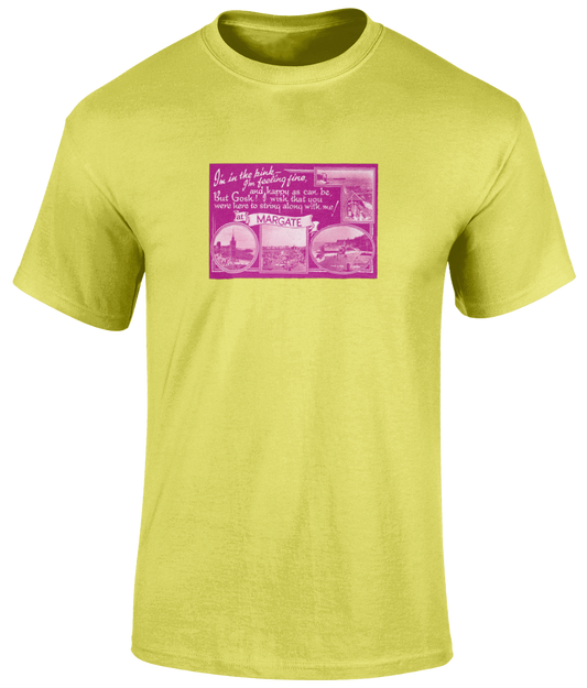 Retro Postcard T-Shirt Lemon Yellow